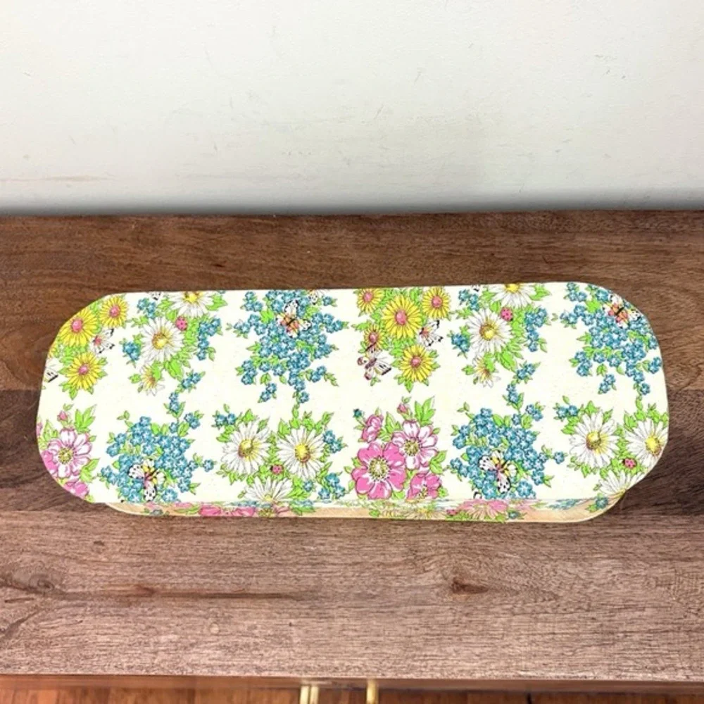 Vintage Floral Fabric Covered Trinket Box Vanity‎ Storage Lidded Cottagecore 14